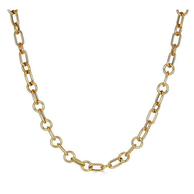 Alternating round and oval link necklace