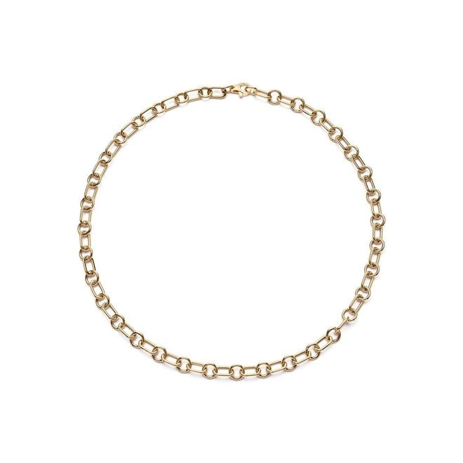Alternating round and oval link necklace