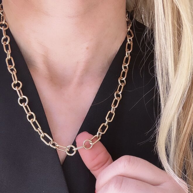 Alternating round and oval link necklace