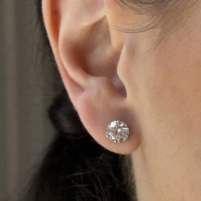 Lab created classic diamond stud earrings - 3.15ct tw