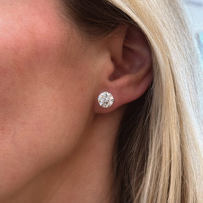 Lab created classic diamond stud earrings - 4.03ct tw