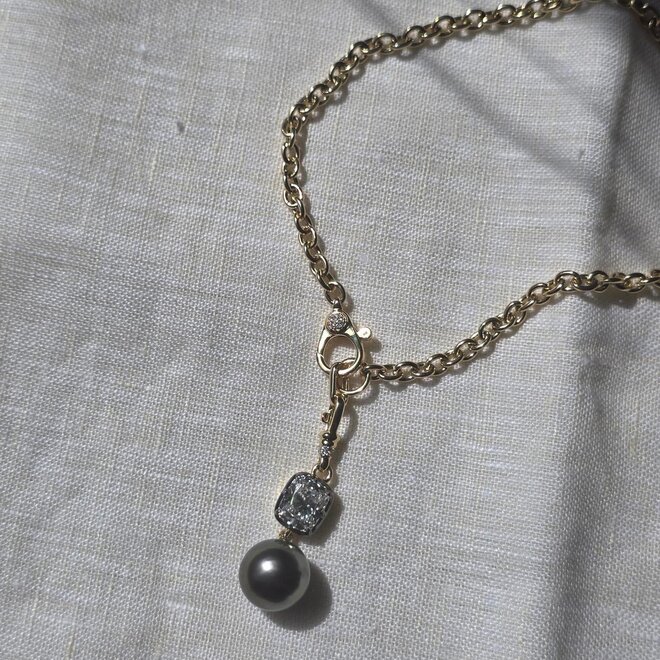 LAB Diamond and Tahitian Pearl enhancer pendant