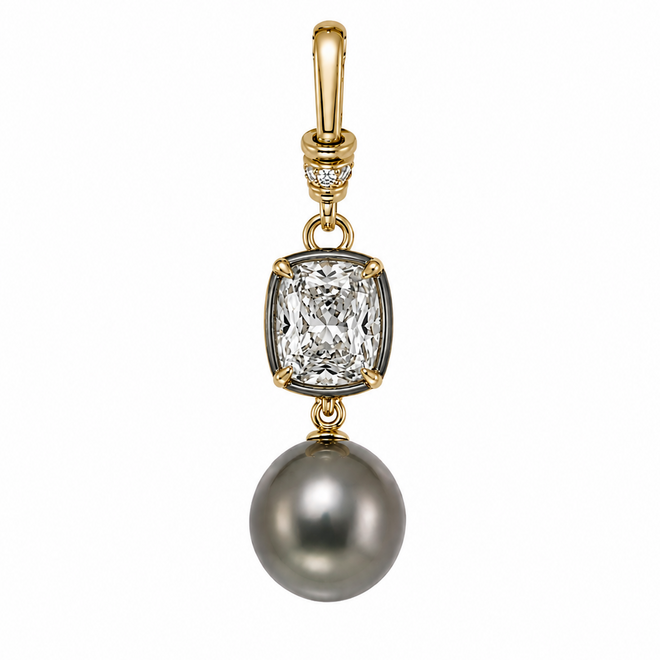 LAB Diamond and Tahitian Pearl enhancer pendant