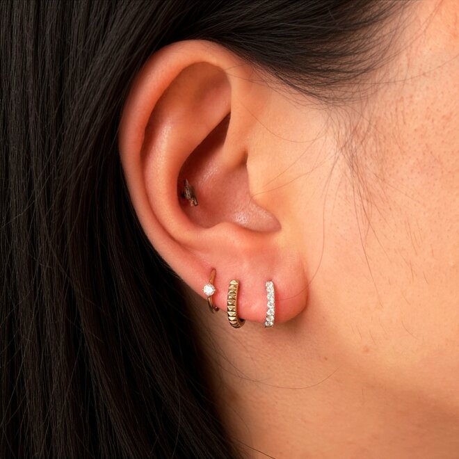 Diamond micro pave hoop earrings