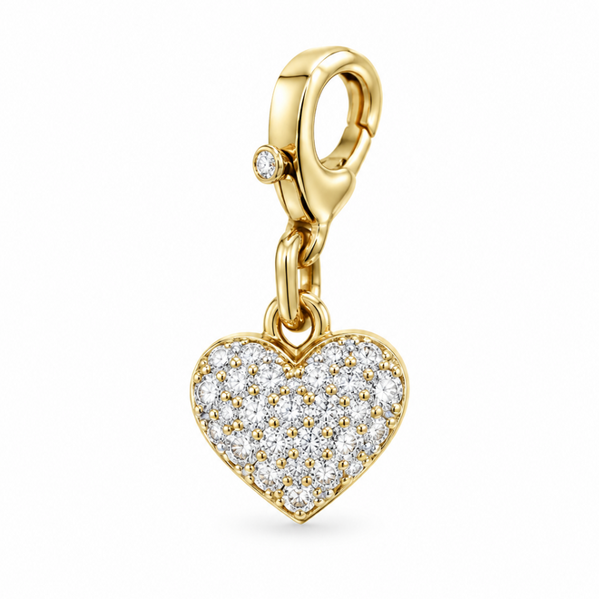 Puffy diamond heart charm