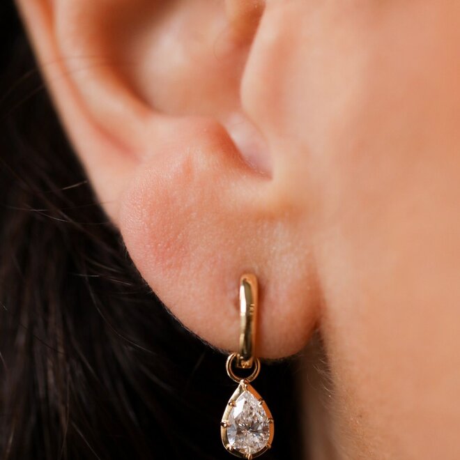 LAB Pear shaped diamond button back drops