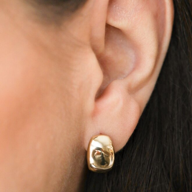 Wide J hoop earrings