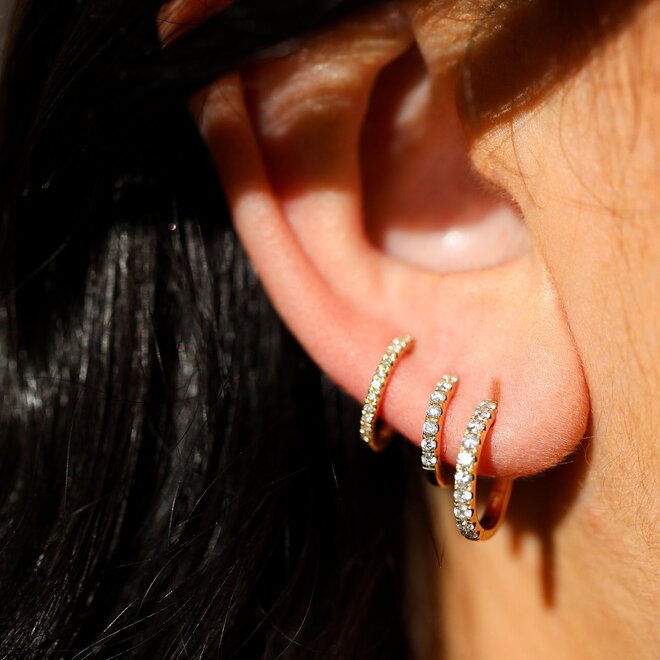 White gold diamond huggie earrings
