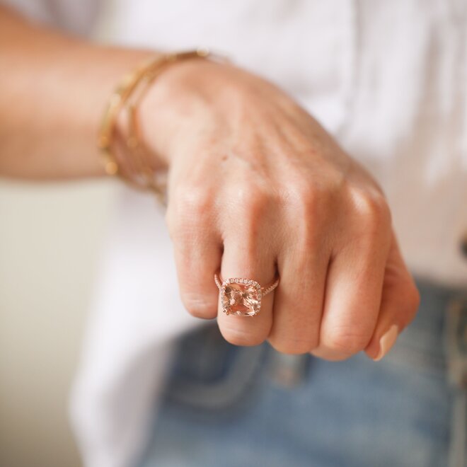 Morganite and diamond ring