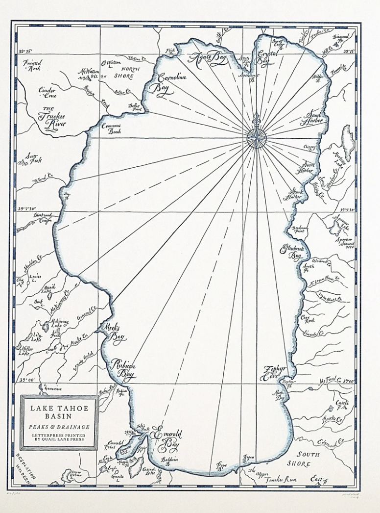 Lake Tahoe Map - Unframed