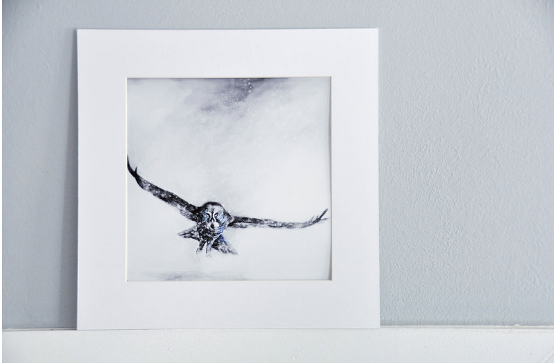 Great Grey Owl matted print