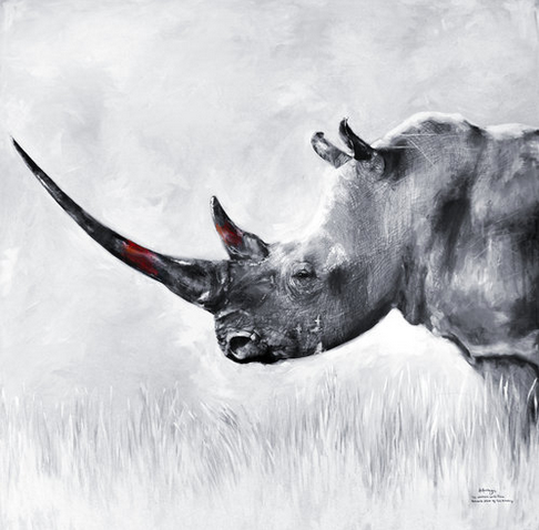 Northern White Rhino- matted print