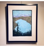 Donner Lake framed linocut