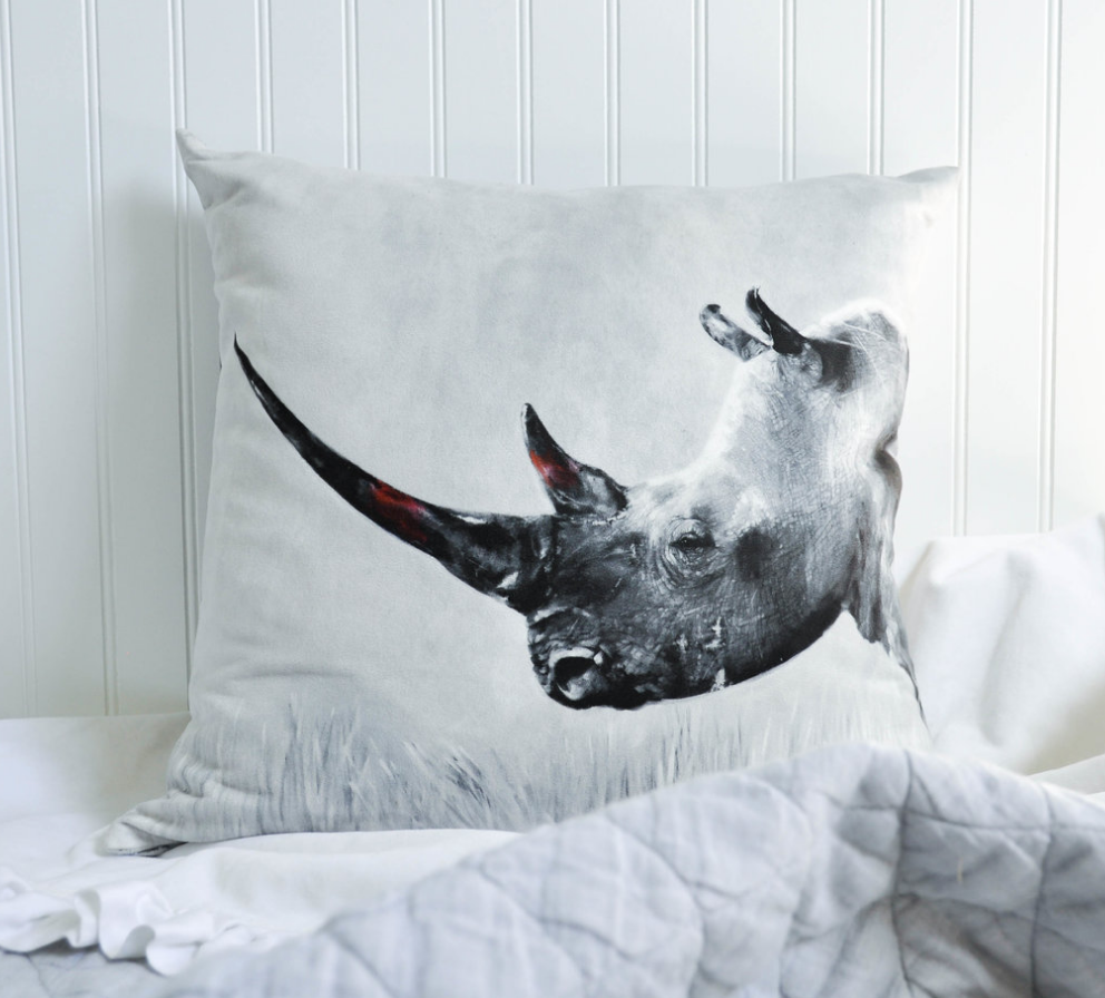 Northern White Rhino Pillow Print