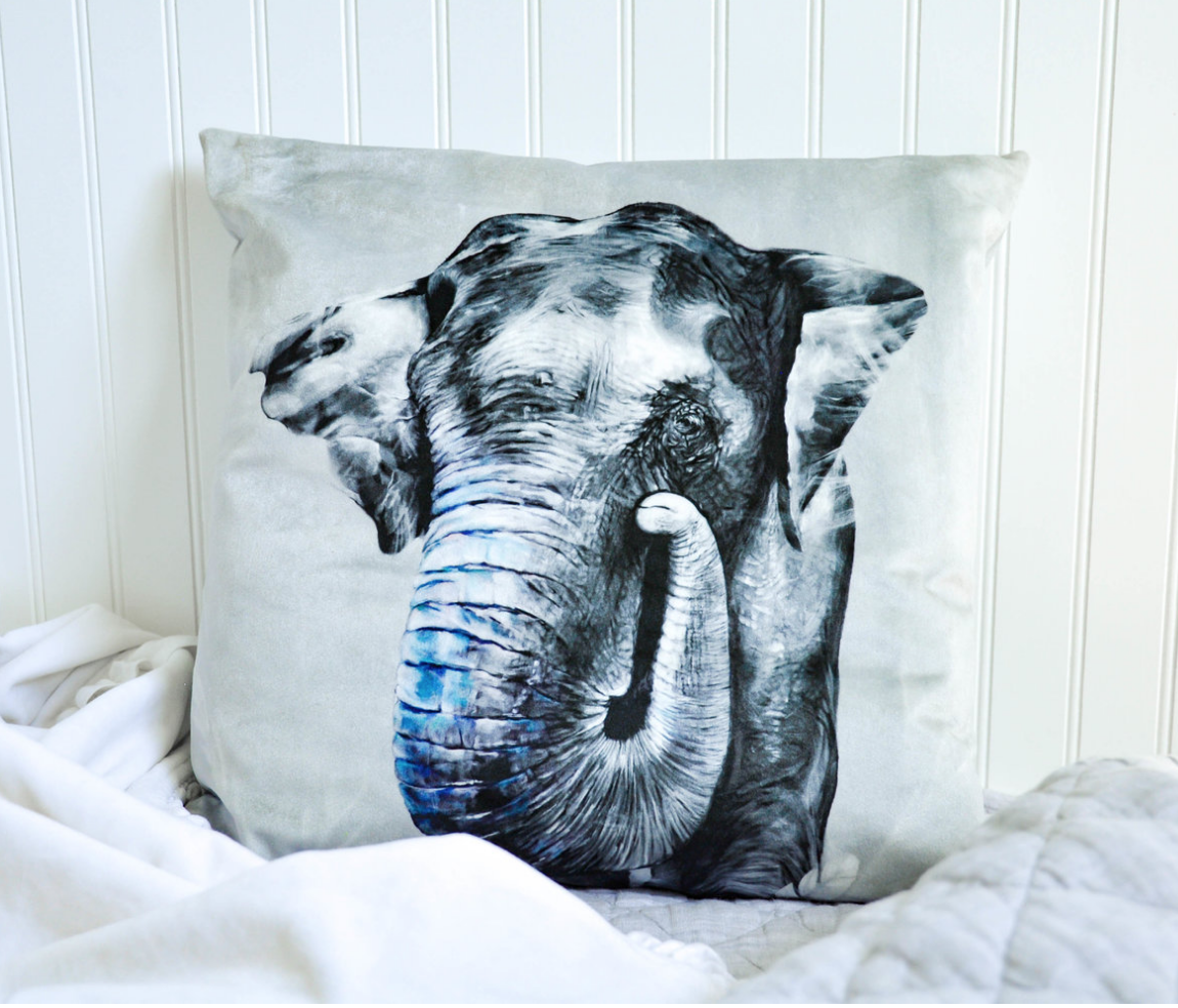 Asian Elephant Throw Pillow