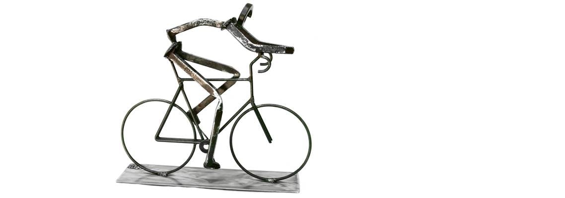 Pat Blide Train Spike Sculpture Bicyclist