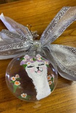 Circus City Alpaca Christmas Ornament, White Alpaca/Flowers