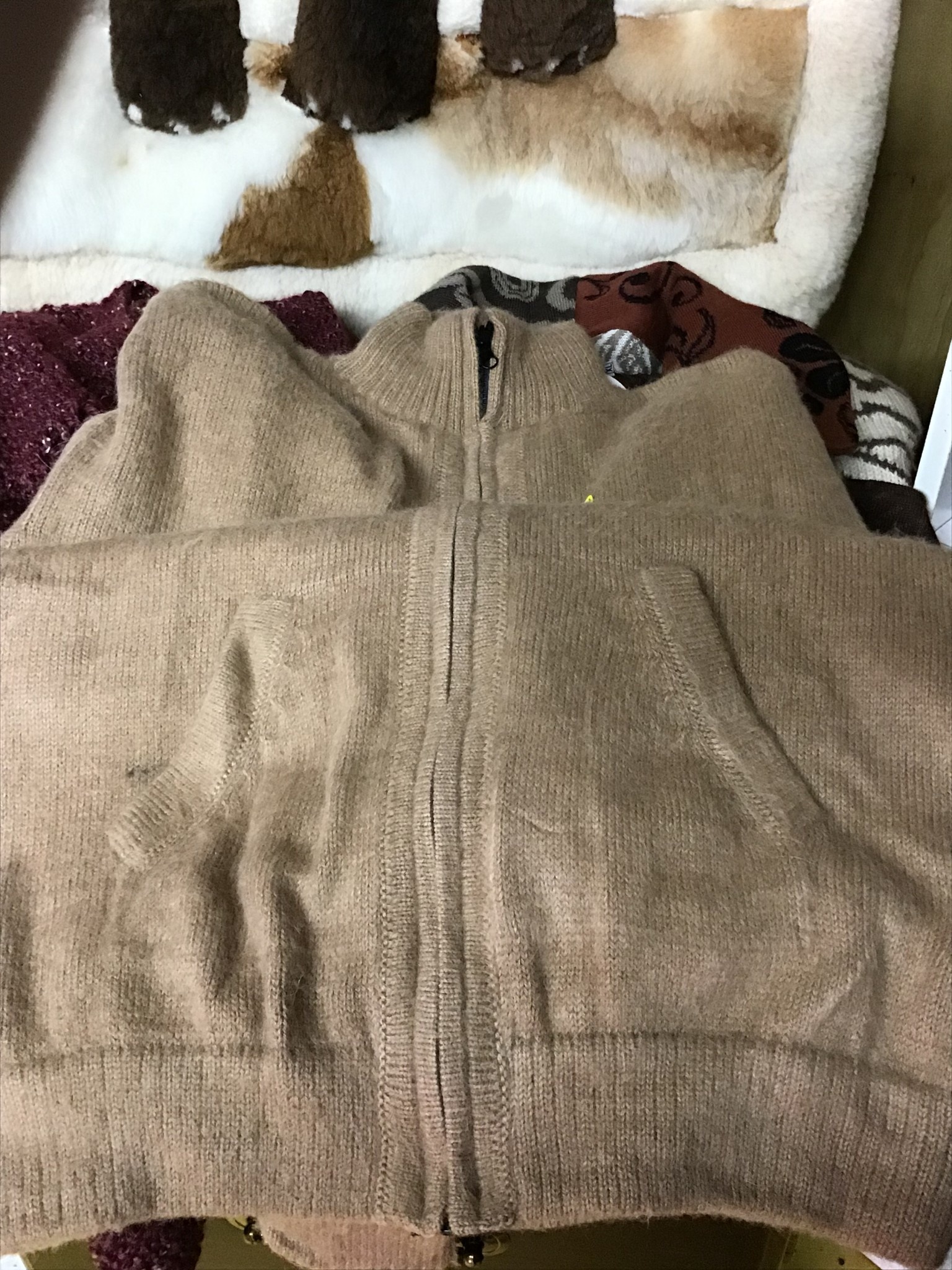 Alpaca Mall Alpaca Sweater, Men’s Fawn w Zipper/Pockets