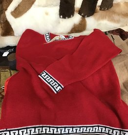 Alpaca Mall Alpaca Sweater, Red Pullover w Blk/Wh Tr
