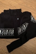 Alpaca Mall Alpaca Sweater, Black with White Design XL