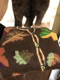 Alpaca Sweater, Leaves, Multi-Color XL