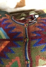 Alpaca Sweater, Medium, Brown/Green Triangles