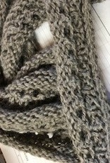 Alpaca Scarf, Knitted, Silver Gray, Long, Narrow