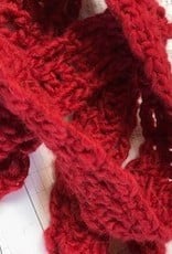 Alpaca Scarf, Red Narrow, Long, Crocheted