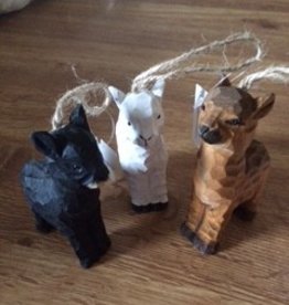 Alpaca Ornaments, Wooden, Black