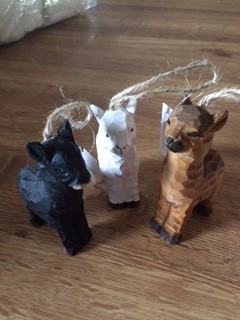 Alpaca Ornaments, Wooden, Black