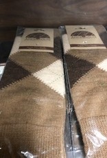 Andean Art Alpaca Socks, Argyle Shorties, Brown, M w Grippers