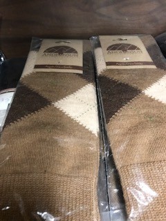 Andean Art Alpaca Socks, Argyle Shorties, Brown, M w Grippers