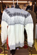 Gamboa Alpaca,Sweater, Gray/White Pullover