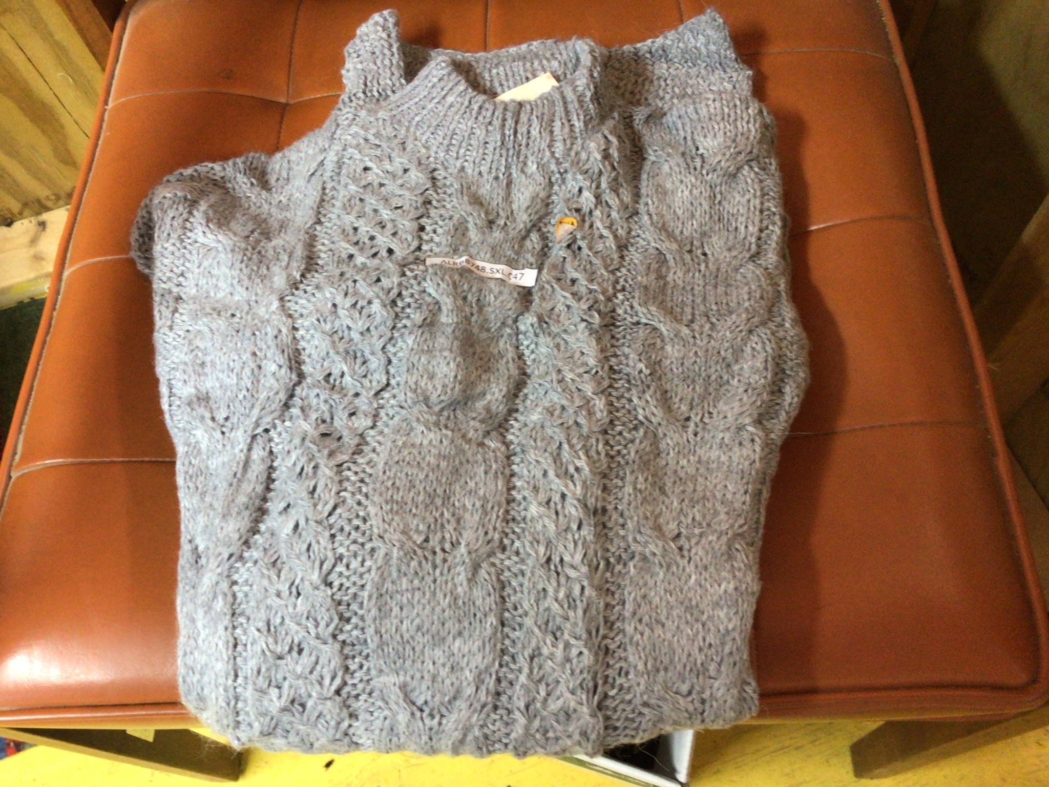 Gamboa Alpaca Sweater, Lt Gray Pullover XL Handknitted