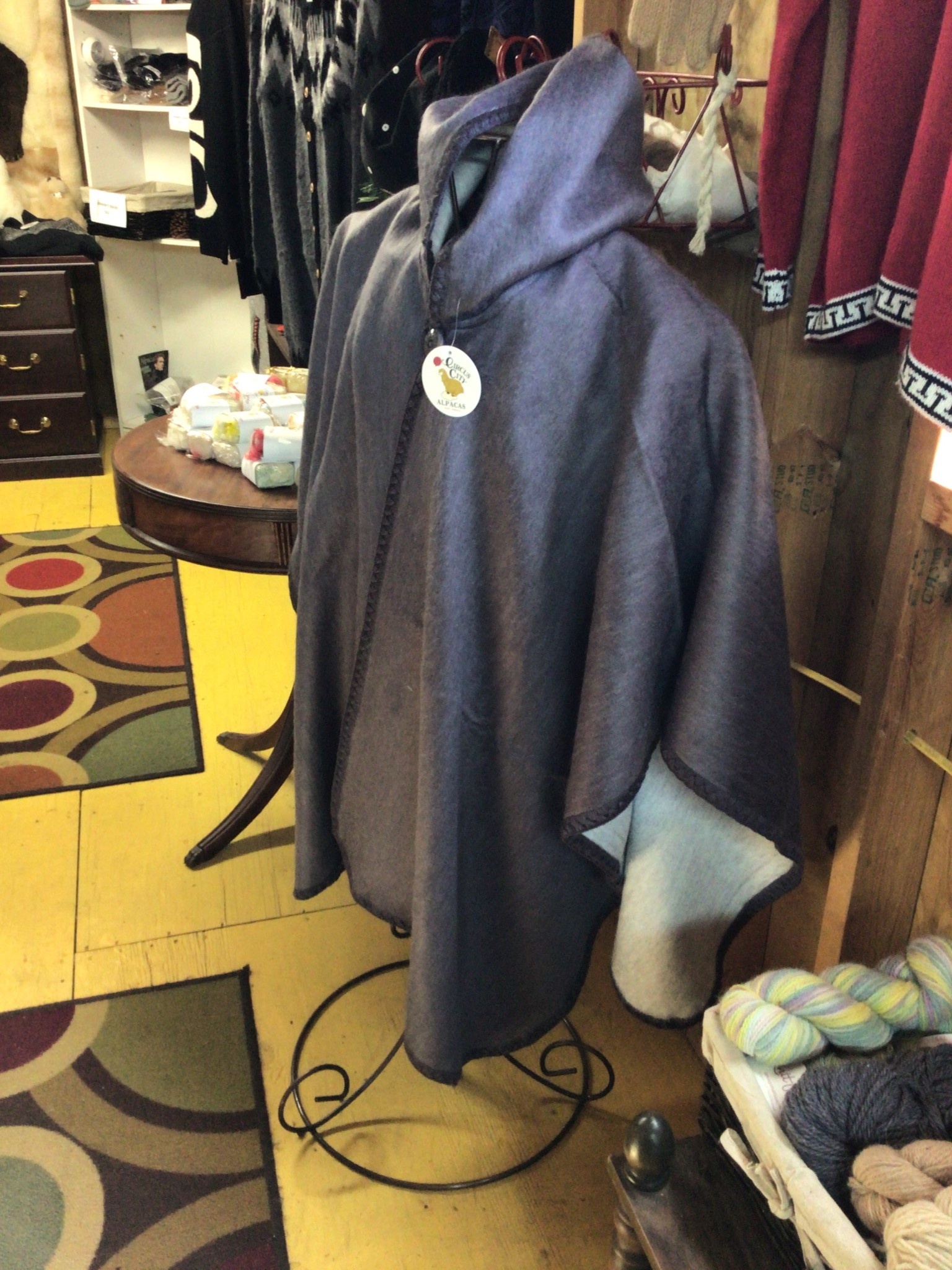 Funky Alpaca Alpaca Cape w Hood  Navy