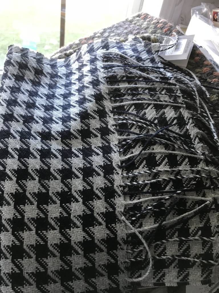 Classic Alpacas Alpaca Scarf, Houndstooth Navy and Gray