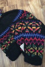 Artansia Alpaca Hat wFingerless Gloves Black W Design Set