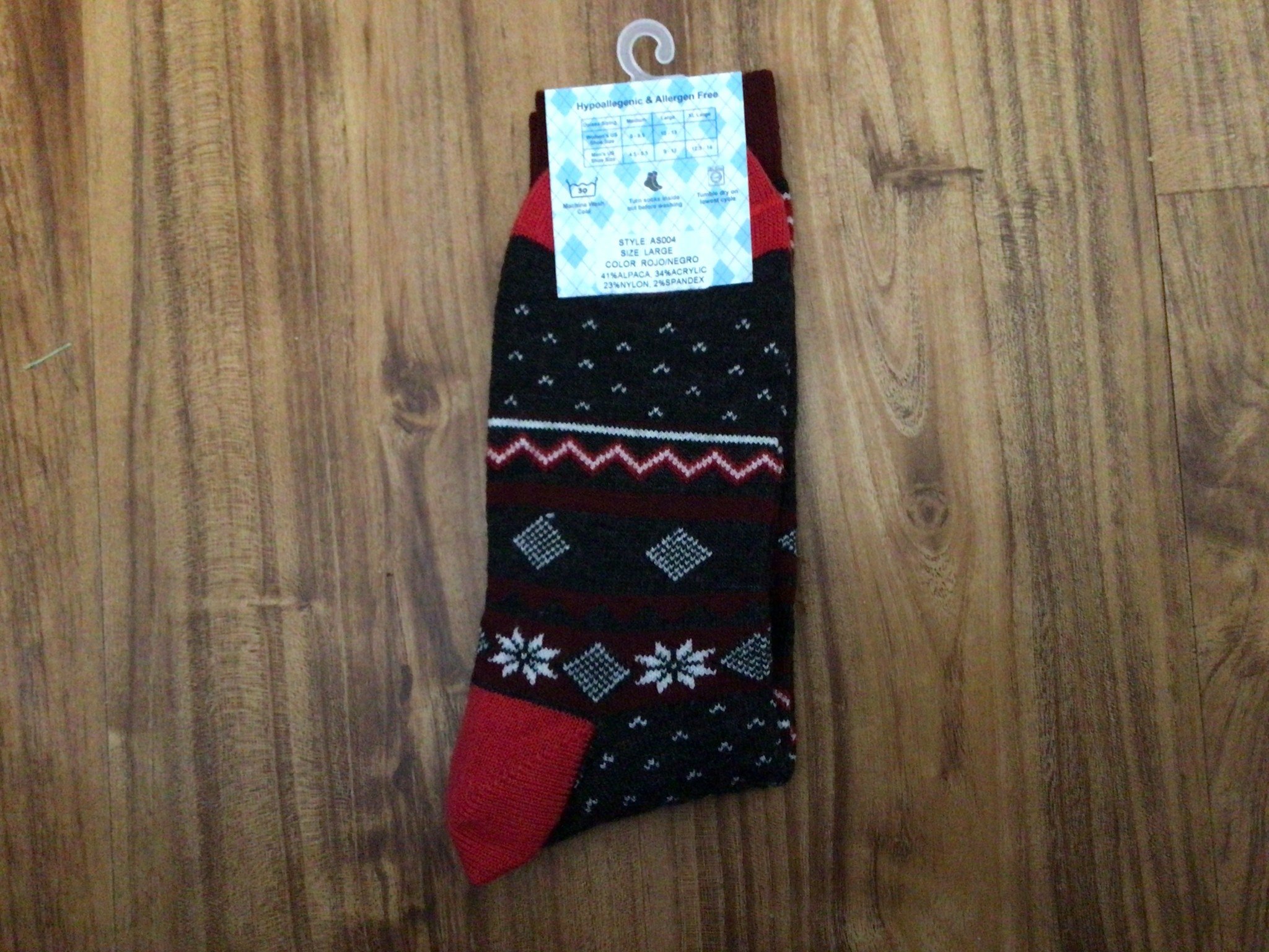 Artansia Alpaca Socks,  Black/red Large