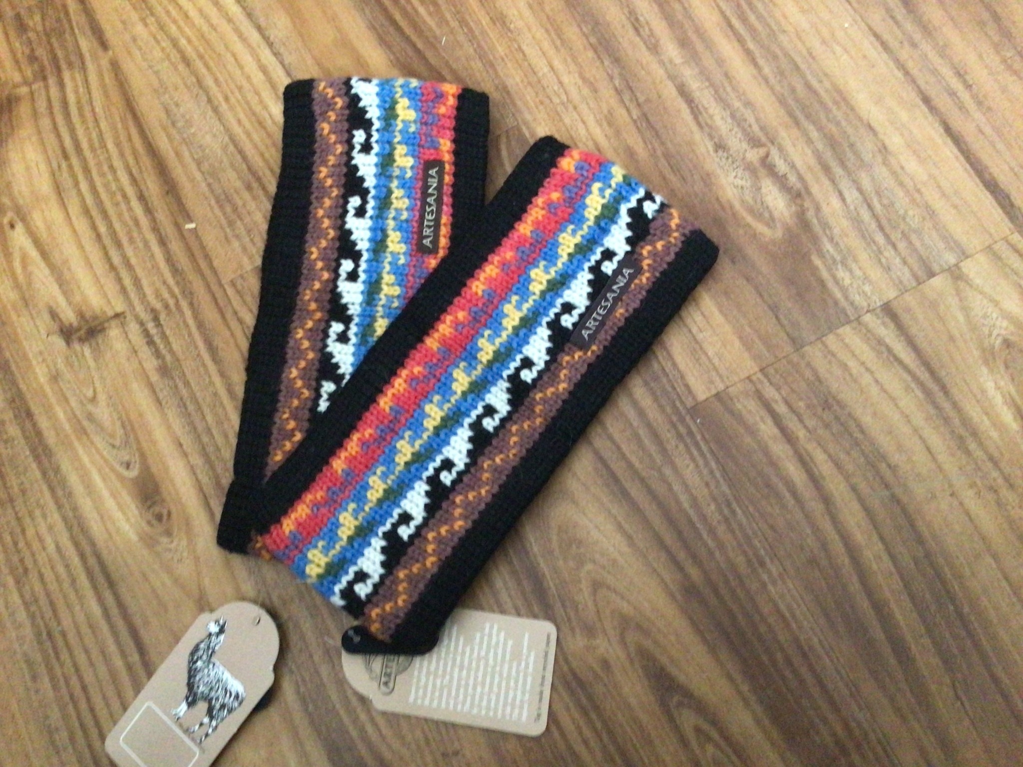 Artansia Alpaca Headband  Black w Blue/orange