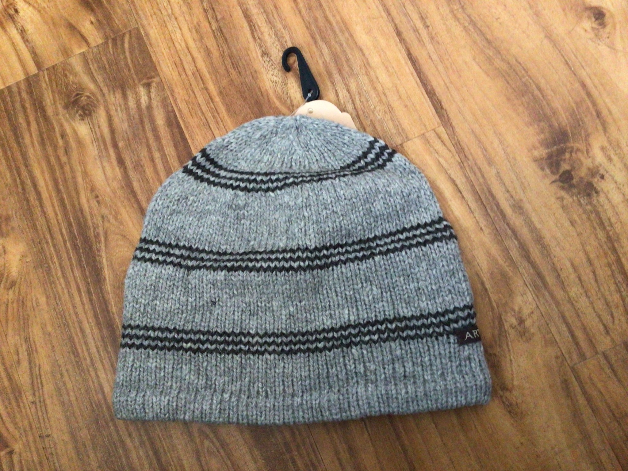 Artansia Alpaca Hat, Lt Gray w Black Stripe