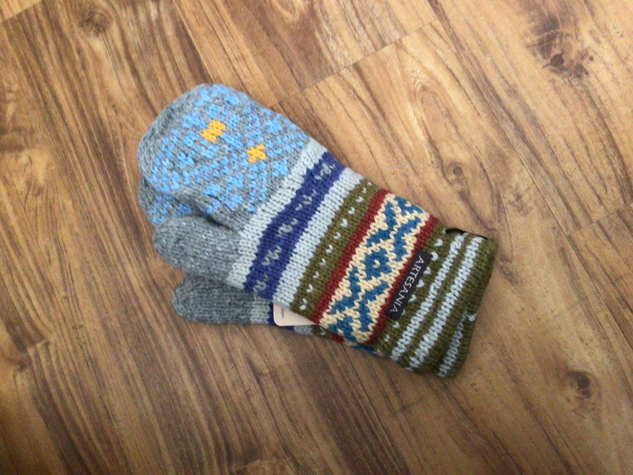 Artansia Alpaca Mittem Blue/Gray