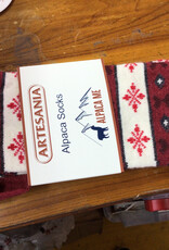 Artansia Alpaca Socks, Lg Dk Red w snowflake design