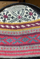 Artansia Alpaca Hat , Lined Gray w Blue Red Design