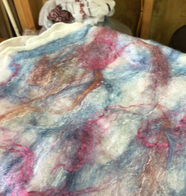 Circus City Alpaca  Nuno Felted Silk Scarf, Blue Brown