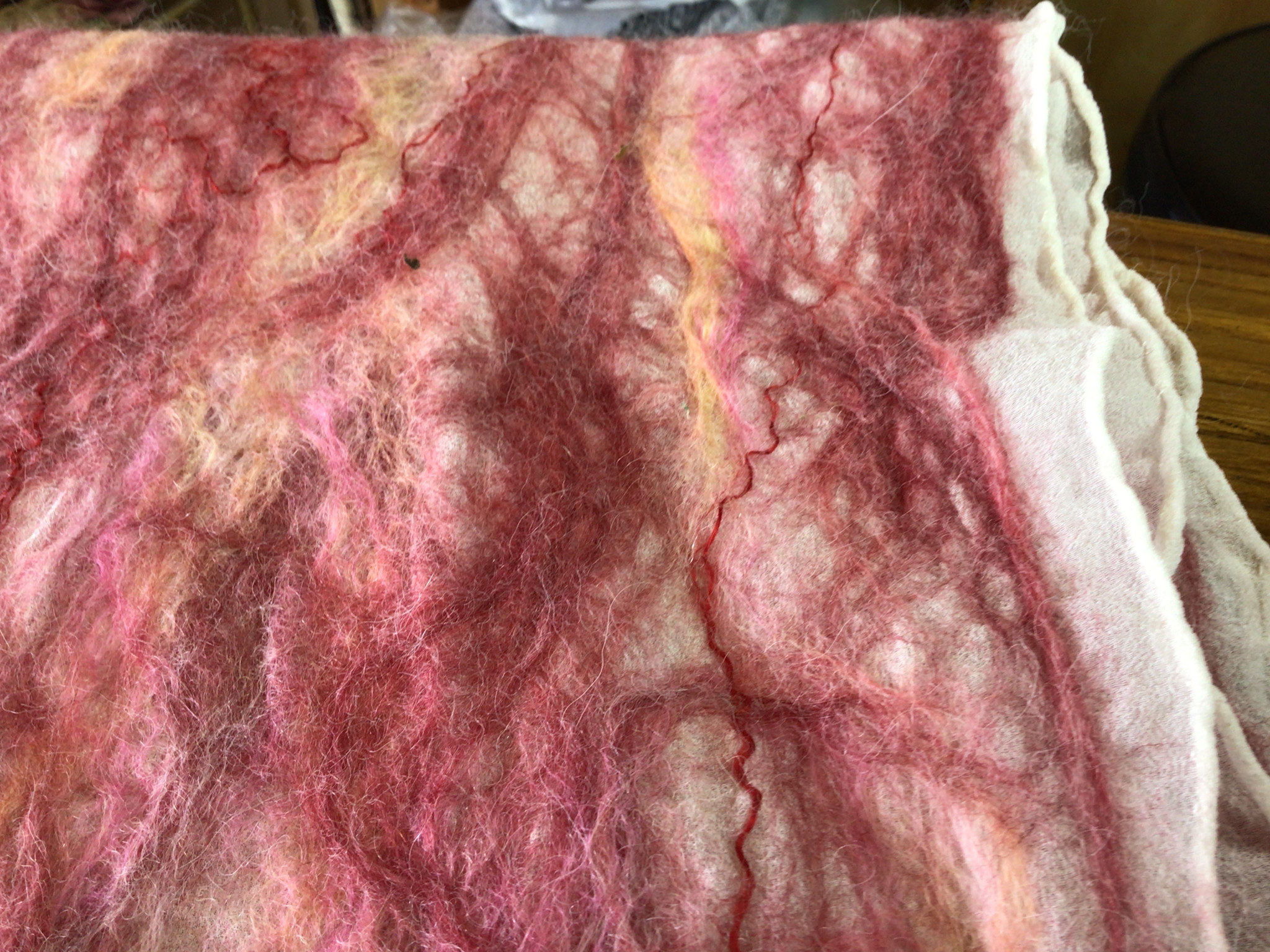 Circus City Alpaca Nuno Felted Silk Scarf, Redt