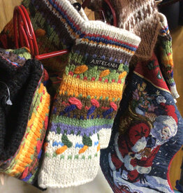 Artansia Alpaca Fingerless Gloves, Tan/Orange