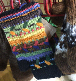 Artansia Alpaca Fingerless Gloves Black/Orange