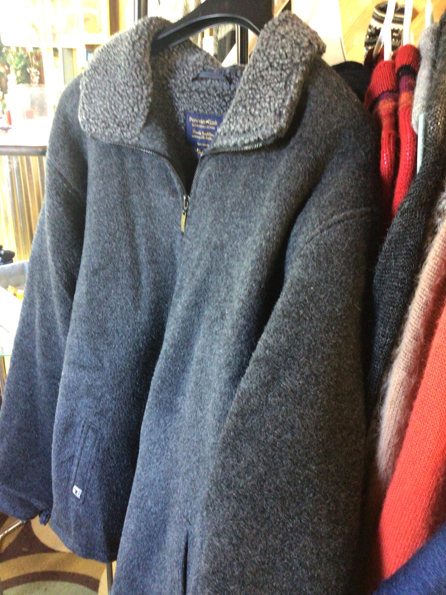 Peruvian Link Alpaca Coat Charcoal XXL Full Zip