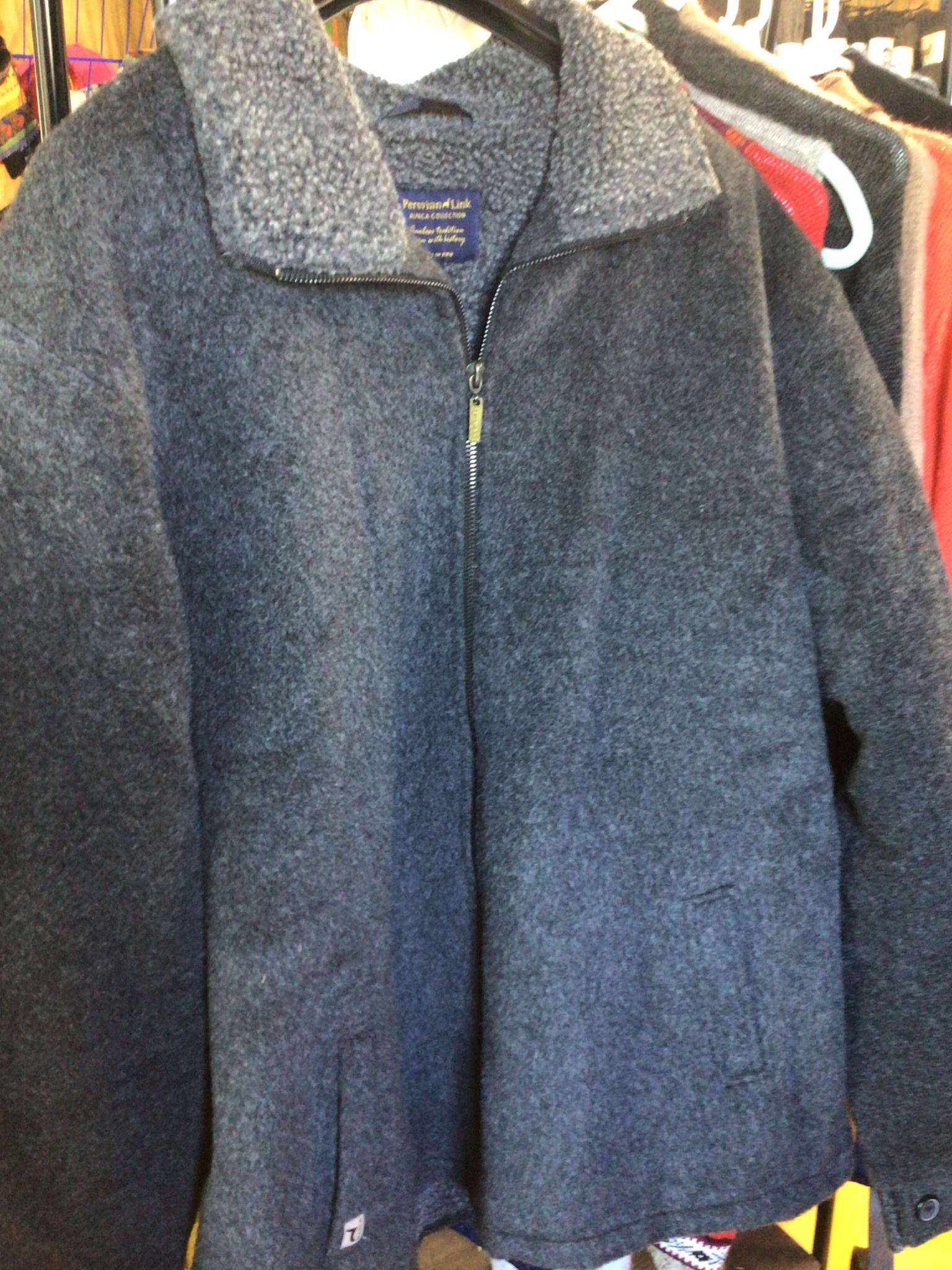 Peruvian Link Alpaca Coat Charcoal XXL Full Zip