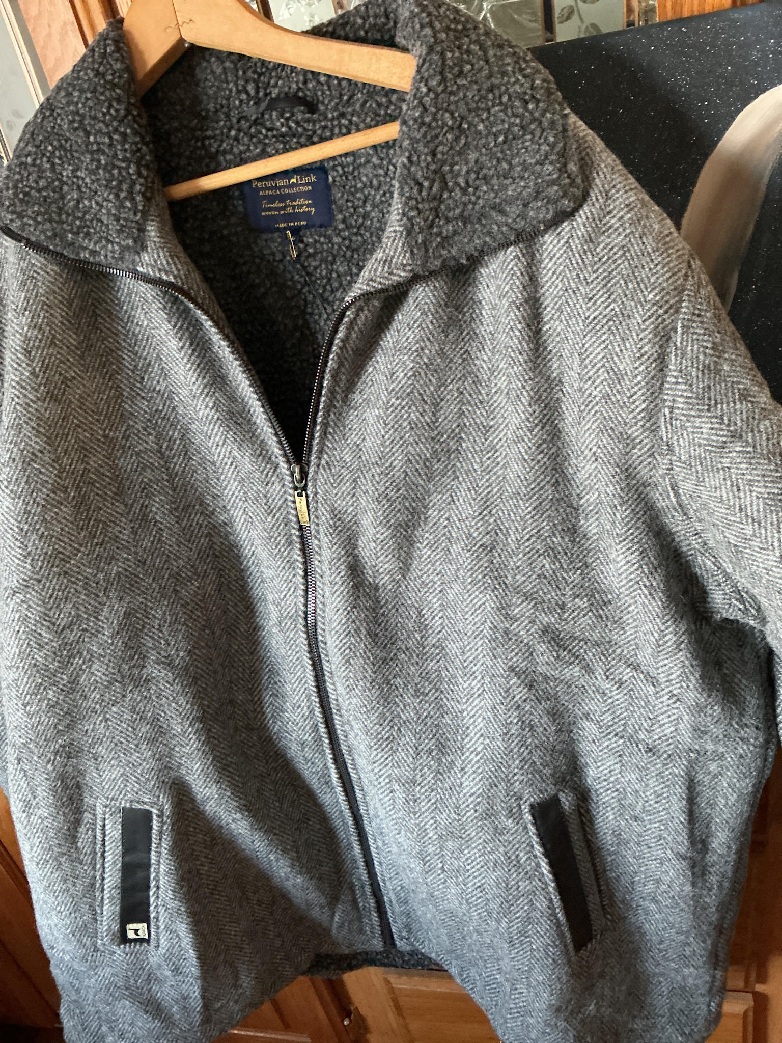 Peruvian Link Alpaca Arcadia Jacket  XL Charcoal